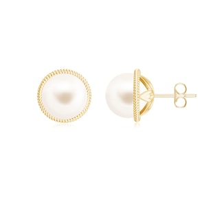 White Fresh Water Pearl Studs Earrings For Girls in 925 Sterling Silver Gold Plated Pearl Studs, White Pearl Studs Earrings, Studs Earrings