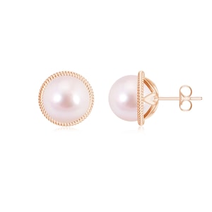 Akoya Pink Pearl 8mm Ball Round Studs Earrings For Women in 925 Silver Gold Plated Studs Jewelry, Pink Pearl Studs, Tinny Studs Earrings