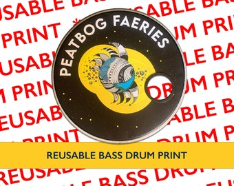 Reusable Custom Band Name Decal, Custom Printed Bass Drum Decal, Bass Drum Sticker, Drum Decal, Band Logo, Band Logo Decal, Static Cling