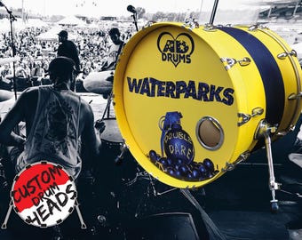 Band Logo Deca, Custom Printed Bass Drum Decal, Bass Drum Sticker, Custom Band Name Decal, Drum Decal, Band Logo, Sticker Logo, Drum Head