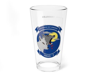 VMAQ-3 Moondogs Fuel Low Pint Glass, Marine  Electronic Attack Squadron Flying the EA-6B Prowler