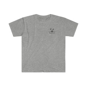 May include: A heather grey t-shirt with a black graphic of an F-14 Tomcat fighter jet with the text "F-14 Tomcat" underneath.