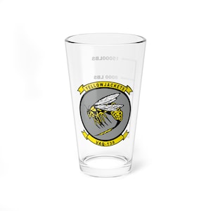 VAQ-138 &quot;Yellowjackets&quot; Fuel Low Pint Glass, Navy  Electronic Attack Squadron Flying the EA-6B Prowler and EA-18G Growler