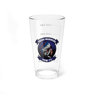 HSM-72 "Proud Warriors" Fuel Low Pint Glass, MH-60R Helicopter Maritime Strike Squadron for Navy Retired and Veterans of Naval Aviation