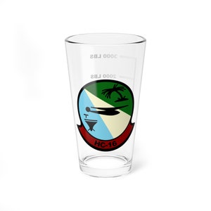 HC-16 &quot;Bullfrogs&quot; Fuel Low Pint Glass, Helicopter Support Squadron Naval Aviation, Wings, Veteran, Helicopter, H-46