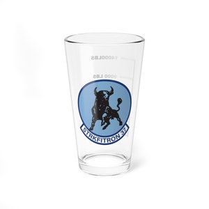 VFA-37 &quot;Raging Bulls&quot; Fuel Low Pint Glass, Navy Strike Fighter Squadron flying the F/A-18 Hornet