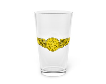 Naval Aircrewman Wings Pint Glass, 16oz - Navy, Marines, Army, Air Force, Veteran, Patriot, Aviation, Aircrew, NACCS