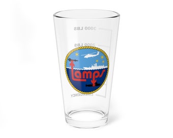LAMPS Mk III Fuel Low Pint Glass Mixing Glass, 16oz, Navy, Aviation, Wings, Veteran, Helicopter, H-60, HSL