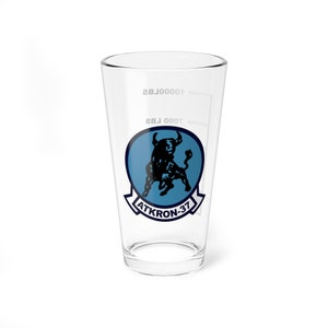 VA-37 &quot;Ragin&#39; Bulls&quot; Fuel Low Pint Glass, Navy Attack Squadron flying the A-7 Corsair