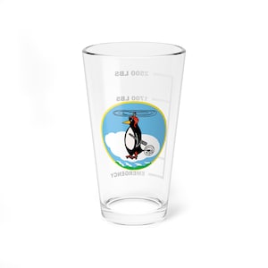 HU/HC-2 &quot;Fleet Angels&quot; Fuel Low Pint Glass Mixing Glass, 16oz, Navy, Aviation, Wings, Veteran, Helicopter