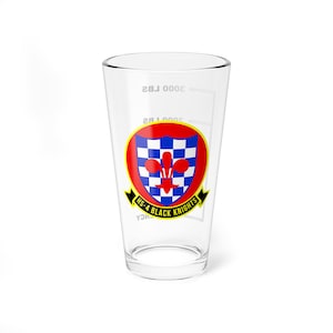 HS-4 "Blackknights" Fuel Low Pint Glass Mixing Glass, 16oz, Navy, Aviation, Wings, Veteran, Helicopter, H-60, HS, HSC