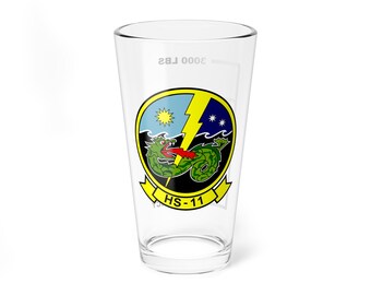 HS-11 "Dragonslayers" Fuel Low Pint Glass | Nay Helicopter Antisubmarine Squadron Flying the SH-60F and HH-60H Seahawk/Rescuehawk