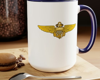 Personalized Naval Aviator Coffee Mugs, 15oz Navy, Marine Corps, Aviation, Veteran, Retired