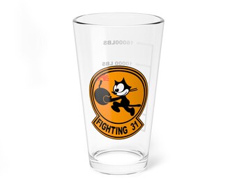 VF-31 "Tomcatters" Fuel Low Pint Glass, Navy Fighter Squadron vliegen met de F-14 Tomcat
