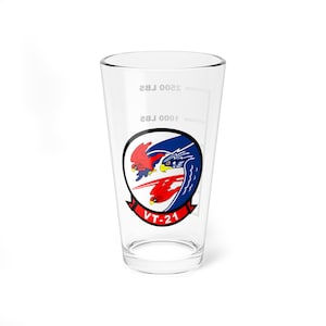 VT-21 &quot;Redhawks&quot; Fuel Low Pint Glass, Navy Advanced Strike Jet Flight Training Squadron flying the T-45C Goshawk