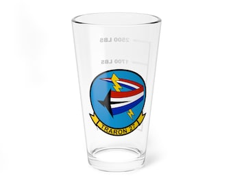 VT-27 &quot;Boomers&quot; Fuel Low Pint Glass Mixing Glass, 16oz, Navy, Marine, Aviator, Aviation, Wings, Veteran, Helicopter, Training