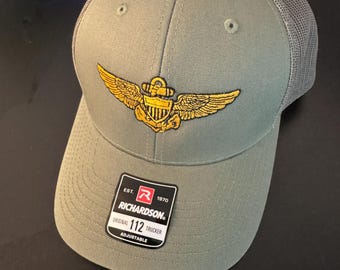 Embroidered Naval Aviator Wings Snapback Trucker Cap