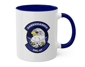 HSL-47 "Saberhawks" Naval Aircrewman 10oz. Mug, Navy,, Aviation, Wings, Veteran, Helicopter, H-60, HSM, HSL