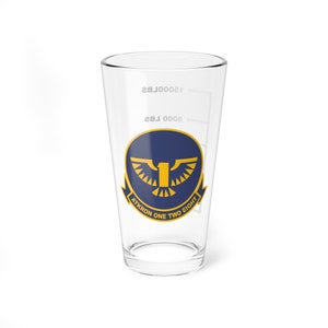 VA-128 &quot;Golden Intruders&quot; Fuel Low Pint Glass, Navy Attack Squadron Flying the A-6 Intruder
