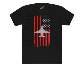 S-3 Viking Patriotic Flag Men's Cotton Crew Tee, US Navy Patriotic Maritime Strike and Anti Submarine Aircraft