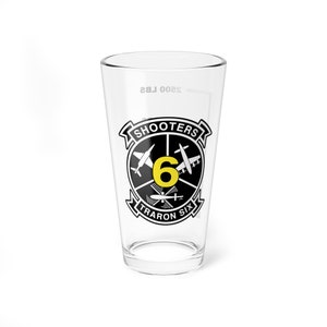 VT-6 &quot;Shooters&quot; Fuel Low Pint Glass Mixing Glass, 16oz, Navy, Marine, Aviator, Aviation, Wings, Veteran, Helicopter, Training
