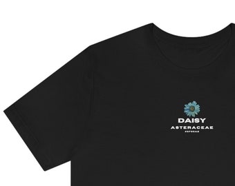 Botanisches T-Shirt Getrocknete Blumen T-Shirt Naturinspirierte Kleidung Pflanzenliebhaber Geschenk Umweltfreundliche Kleidung Wissenschaftlicher Name Blumendruck Freizeitkleidung