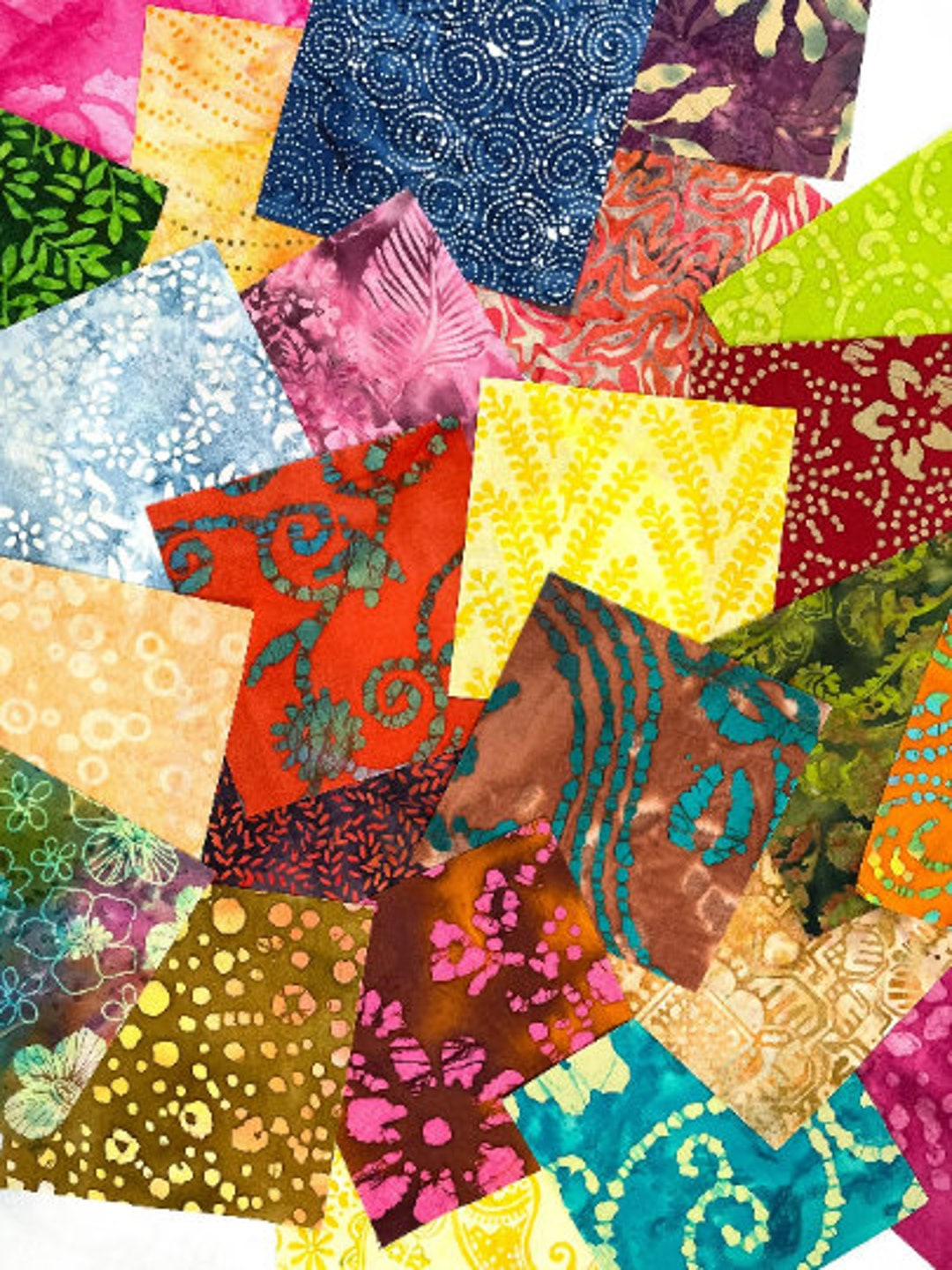 Batik Charm Squares, Fabric Charm Pack 5 Inch, Bright Charm Pack, Charm