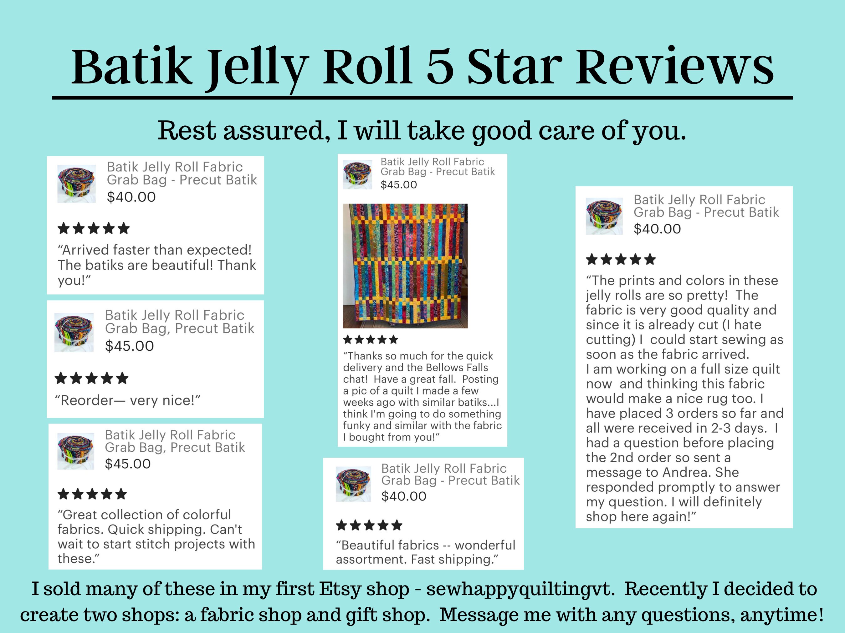 Cotton Batik Pre Cut Fabric Bundles - Jelly Roll - Gold