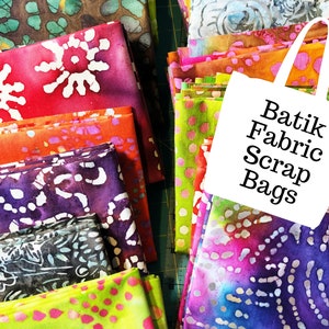 Batik Cotton Fabric Remnants, Fabric Scrap Grab Bag, Quilt Fabric Scrap Bundle, Mystery Bundle, One Pound Fabric Bundle, Gift for Quilters