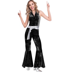 Flared Trousers Mens 60s 70s Fancy Dress Groovy Disco Hippy Adult Costume  Pants