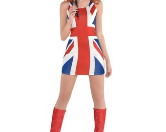 Womens fancy dress costume, Spice ginger girl, pop star, disco diva