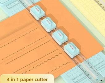 4-in-1 Paper Trimmer Cutter, Multi-Function Scrapbooking Tool,Straight  Wave Perforating Creasing Blades,Card Making & Junk Journal