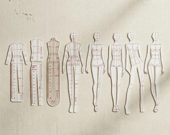 8Pcs Clothing Design Ruler Template Set Fashion Illustration & Sewing Pattern Measuring Tools