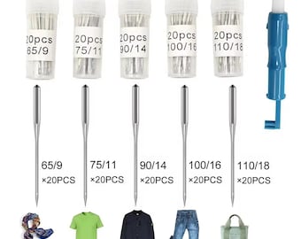 Universal Sewing Machine Needles Set, Stainless Steel Assorted Sizes (65/9, 75/11) – 100PCS Sewing Accessories Gift for Quilters & Sewists