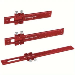 3 Pcs Woodworking Marking Ruler Set, Precision Aluminum Pocket Ruler, Metal Slide Stop Scribing Gauge, Carpenter Measuring Tool