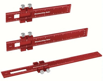 3 Pcs Woodworking Marking Ruler Set, Precision Aluminum Pocket Ruler, Metal Slide Stop Scribing Gauge, Carpenter Measuring Tool