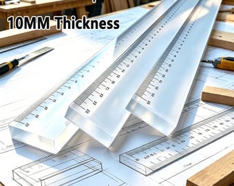 Clear Acrylic Ruler 10mm Thick, Quilting Sewing Ruler 20cm 30cm 50cm, Heavy Duty Craft Measuring Tool, Drafting Guide, Gift for Quilters