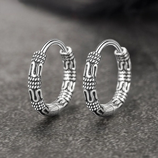 Boucles d'oreilles Viking Cool Huggie Hoop Boucles d'oreilles créoles en acier inoxydable-bijoux viking-hommes boucles d'oreilles-boucles d'oreilles celtiques-idée cadeau femme