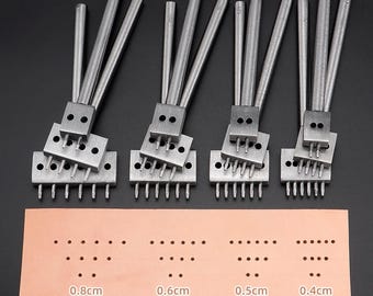 3PCS Prong Leather Hole Punch Stitching Punch Set 4/5/6/8mm Hole Sizes Multi Round Punch Tool DIY Leathercraft
