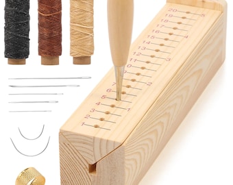 Bookbinding Punching Cradle Kit, Wood DIY Book Binding Tool with Awl & Hole Punch Jig for Journal Making, Bookbinding Kit for Beginners