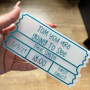 Personalizowane BILETY akrylowe na urodziny, rocznice, wesela, baby shower, chrzciny lub imprezy firmowe