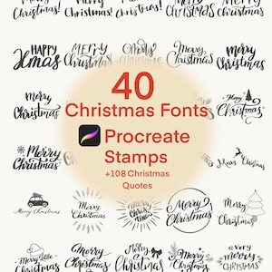 40 Procreate Christmas Font Stamps +108 GIFT Funny Christmas Quotes, Handwritten Stamps, Procreate brushes set  | Commercial use brushes
