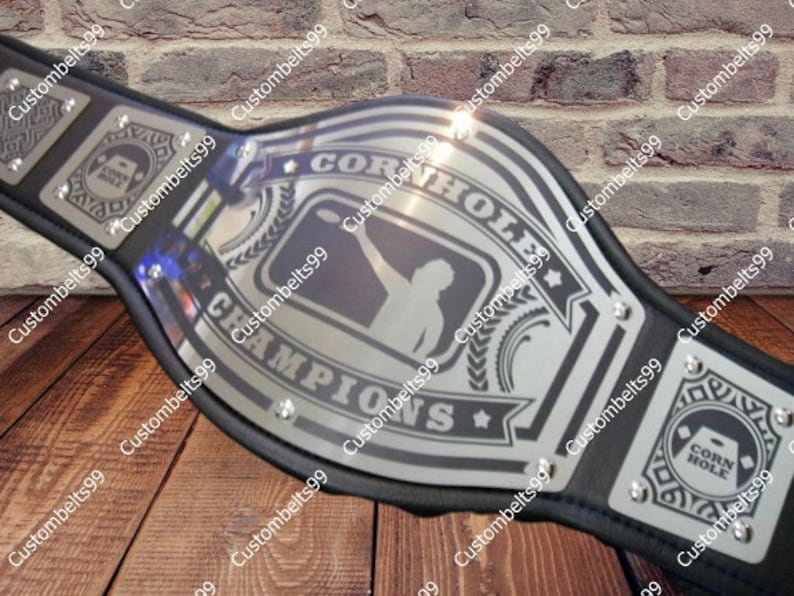 Cornhole Championship Title Belt Avenger Model Metal Plates Etsy