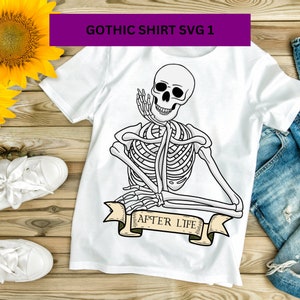 Skeleton SVG File, ored Skeleton Svg, Funny Gothic Decal T-Shirt Graphics, Skeleton Svg Files for Cricut, Skeleton Png