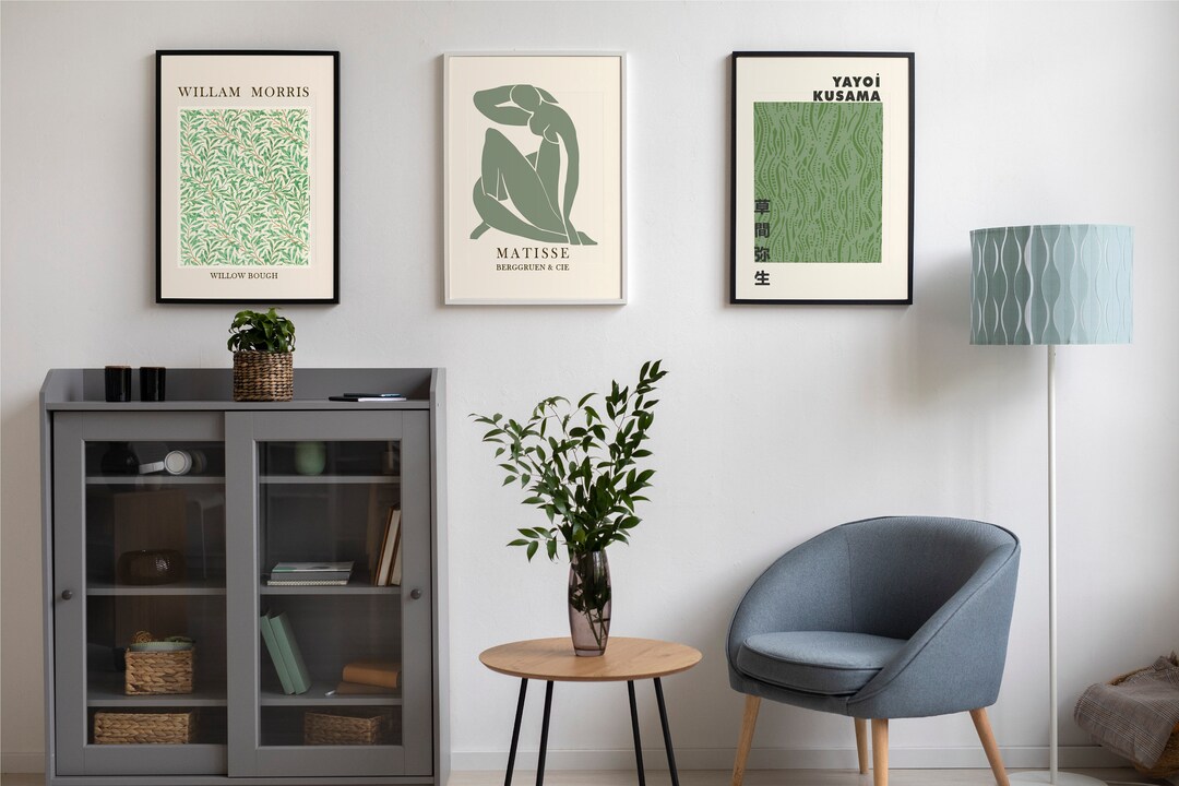 Sage Green Wall Art , 3 Piece Wall Art , William Morris , Matisse ...