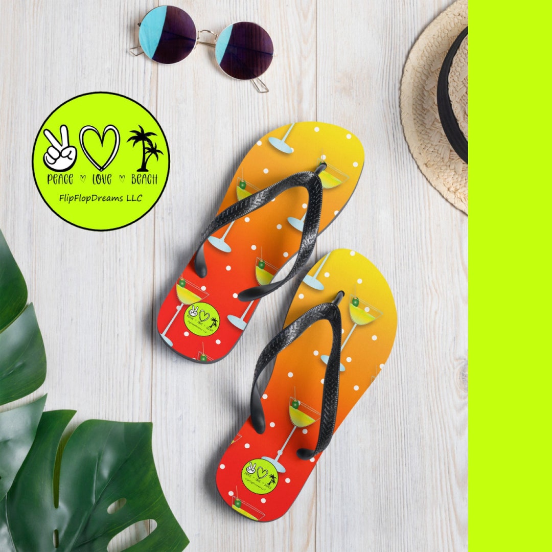 Martini Mayhem Flip Flops Flipflops Fun Flip Flops Summer Etsy