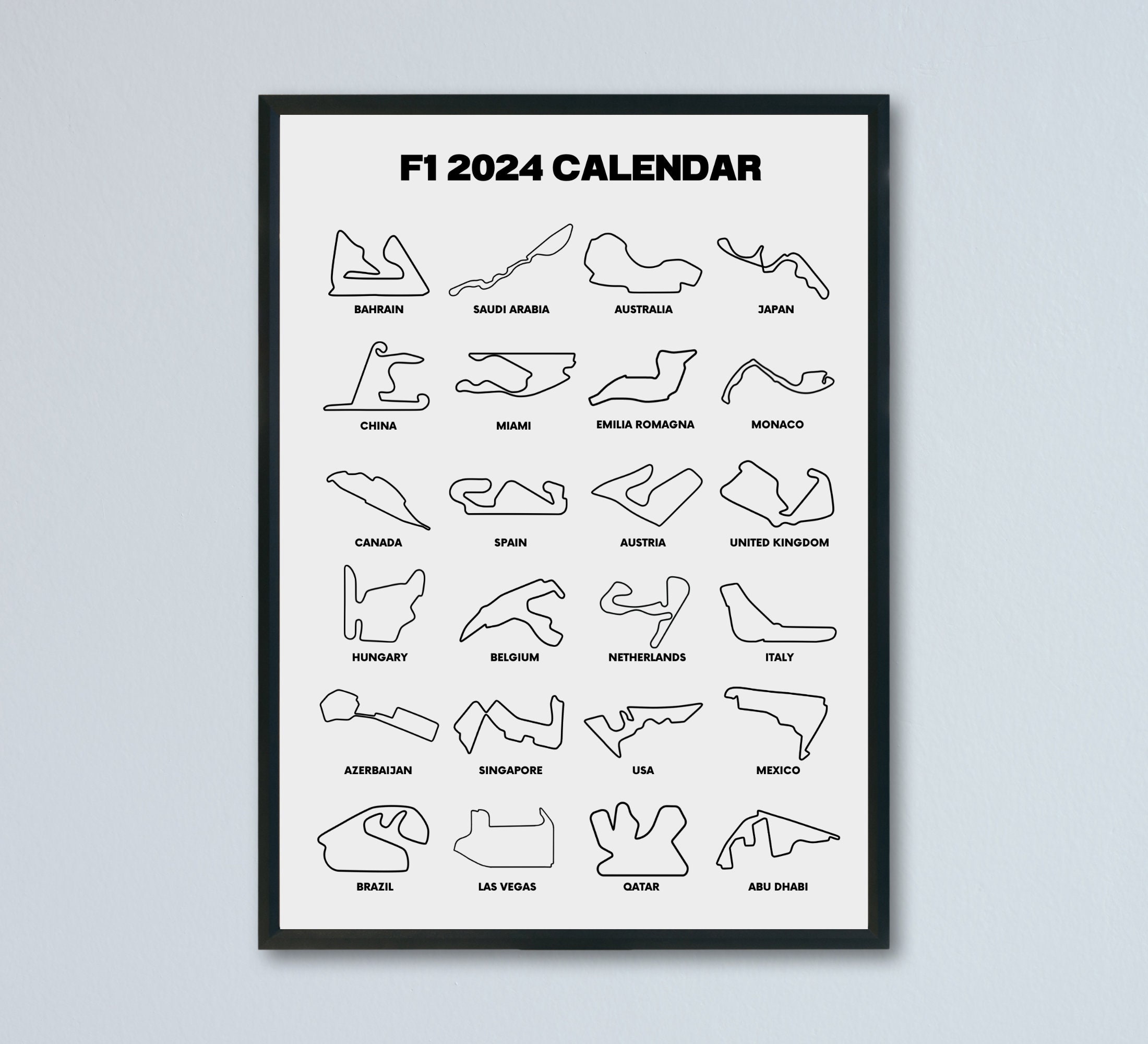 Updated F1 2024 Season Calendar NEW F1 Poster Printable F1 F1 Drivers