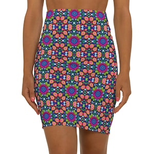 Minifalda de mujer con flores rosas caleidoscopio Regalo hecho a mano Regalos para maestros Regalos de agradecimiento Regalos personalizados de agradecimiento para maestros