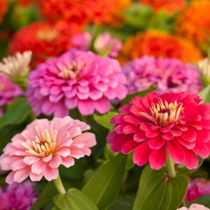 Zinnia, Thumbelina Mix Flower Seeds - Heirloom 25 Seed Mix, Dwarf Flowers, Mixed Zinnia, Pollinator Garden, Butterfly Garden, Bee Friendly