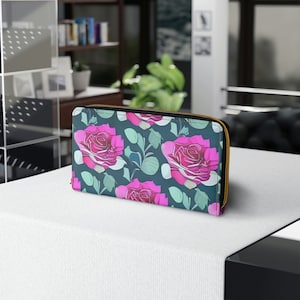 Cartera personalizada personalizada Flores moradas Cremallera novia regalo amor